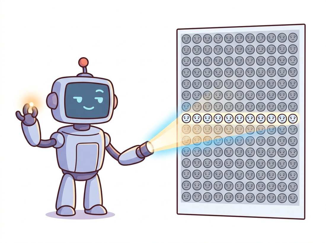 A detective robot holding one glowing pixel projects a beam onto a grid of identical candidate matches in a second image, lighting only a single thin horizontal stripe while the rest grey out, showing how the epipolar line collapses correspondence from a full 2D search to a narrow 1D one.